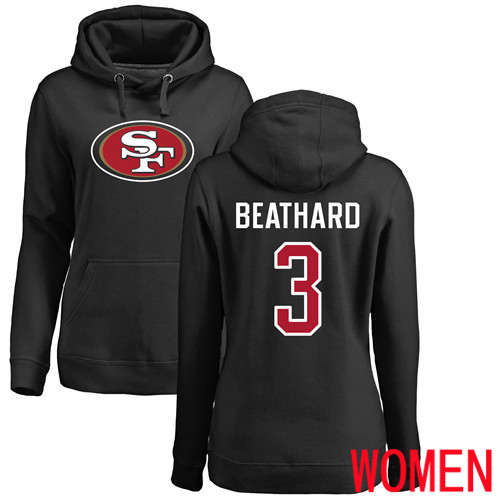 San Francisco 49ers Black Women C. J. Beathard Name and Number Logo #3 Pullover NFL Hoodie Sweatshirts